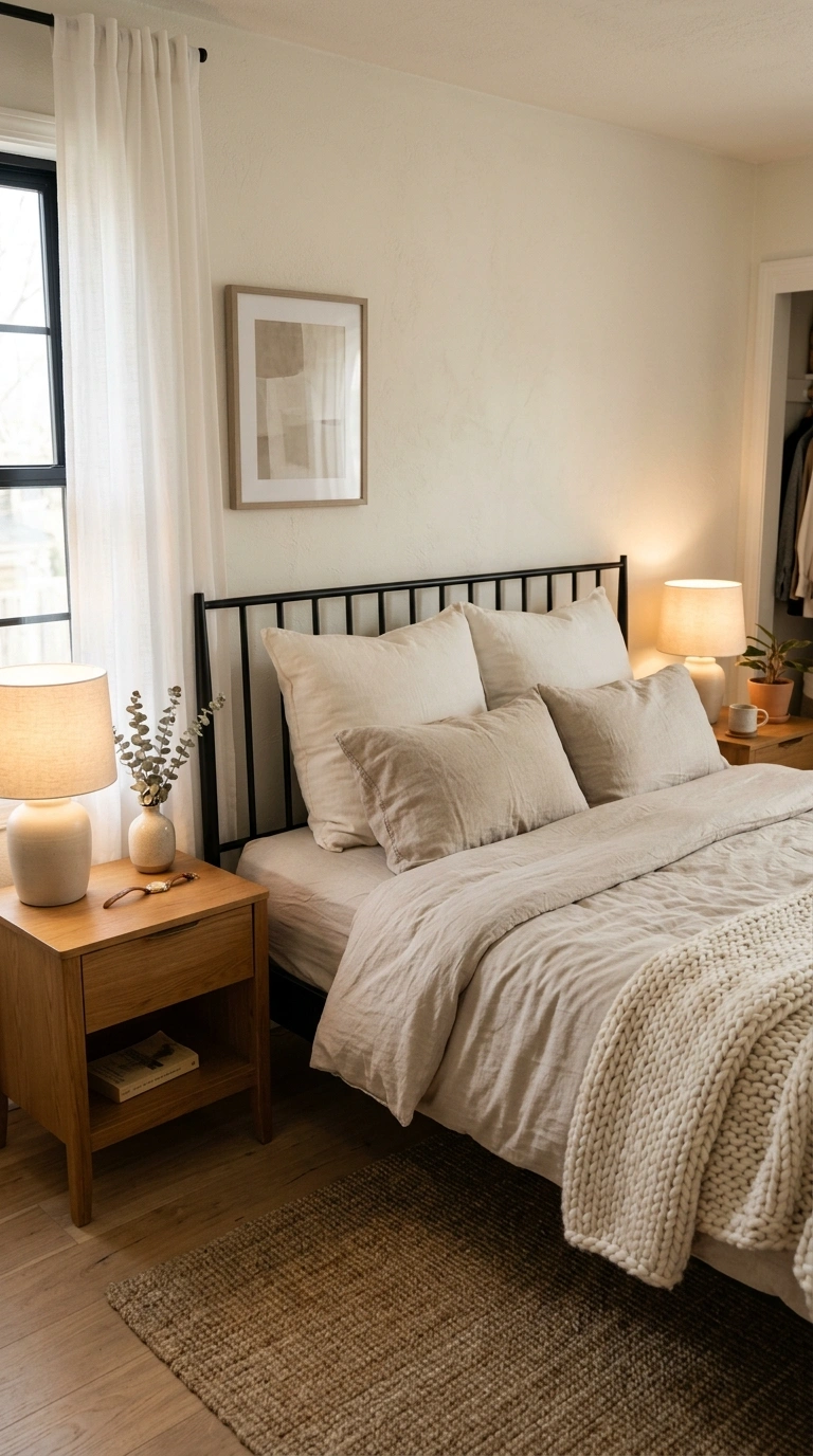 001 1 Layer Soft Beige Bedding Against A Black Metal F