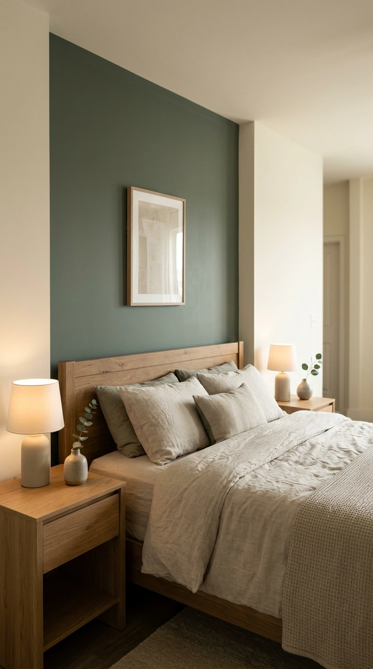 001 Image 1 A serene bedroom with the wall behind the