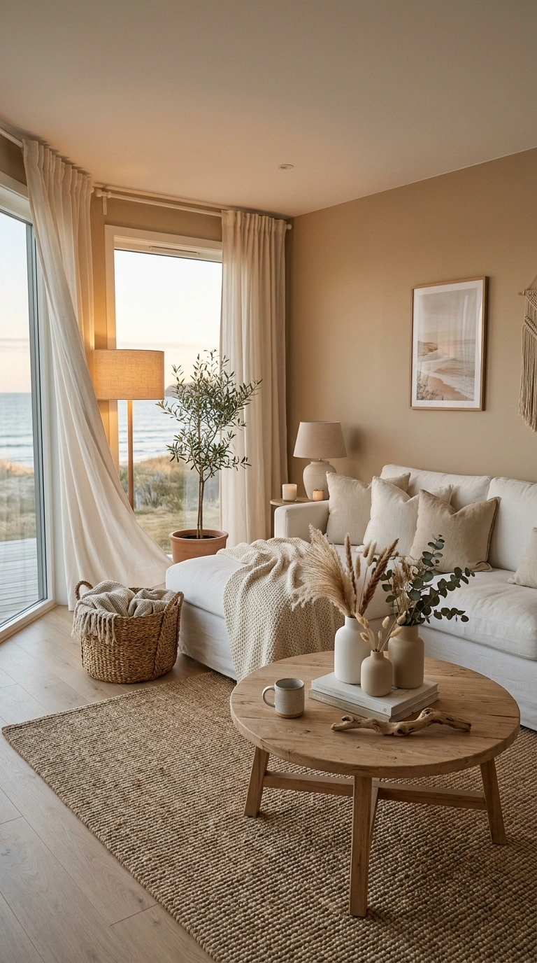 001 Soft Sand Beige Living Room With White Linen Layer Living room with sand beige 202605202304