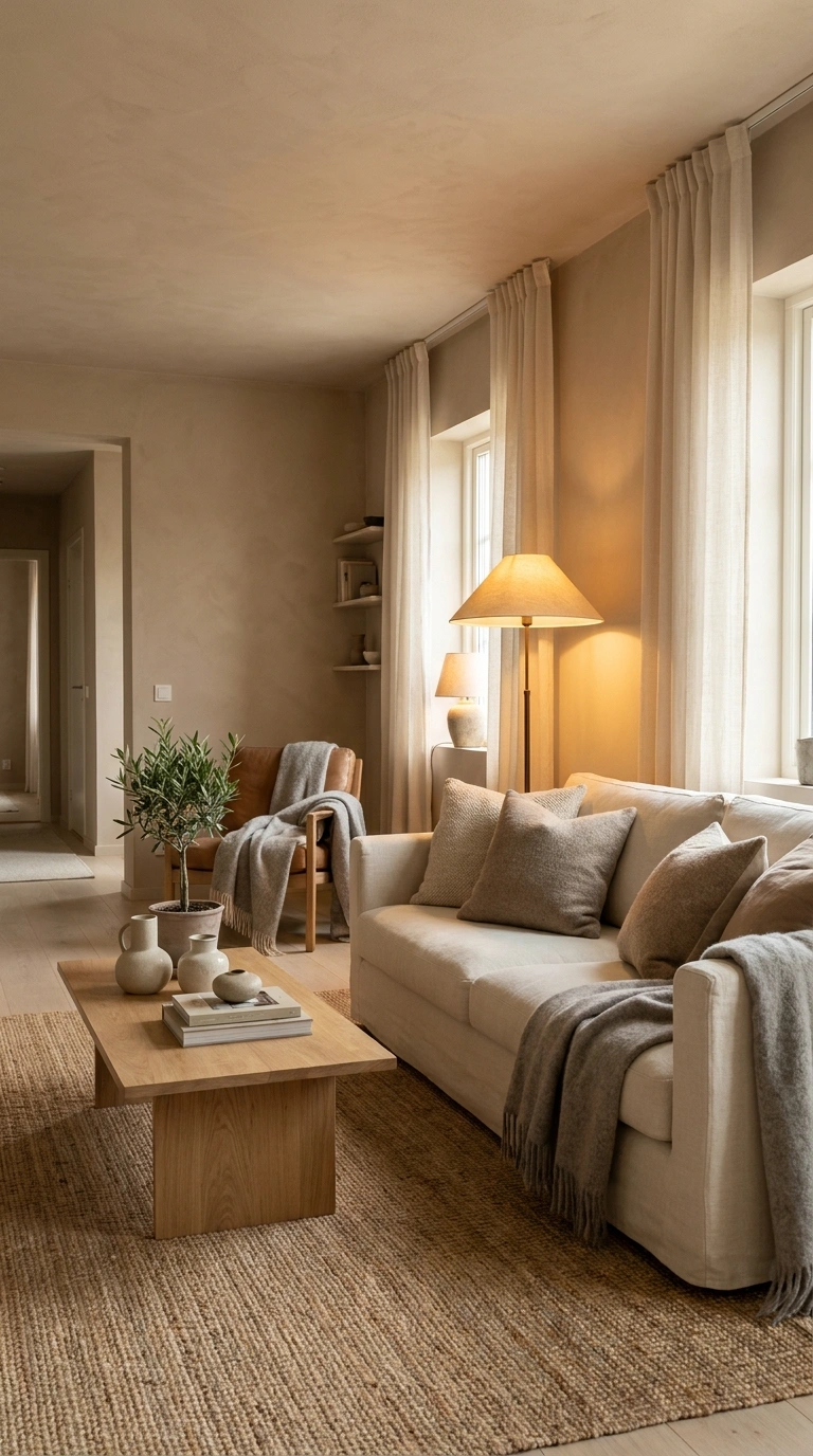 001 Warm Clay Beige Living Room Walls Create a high re