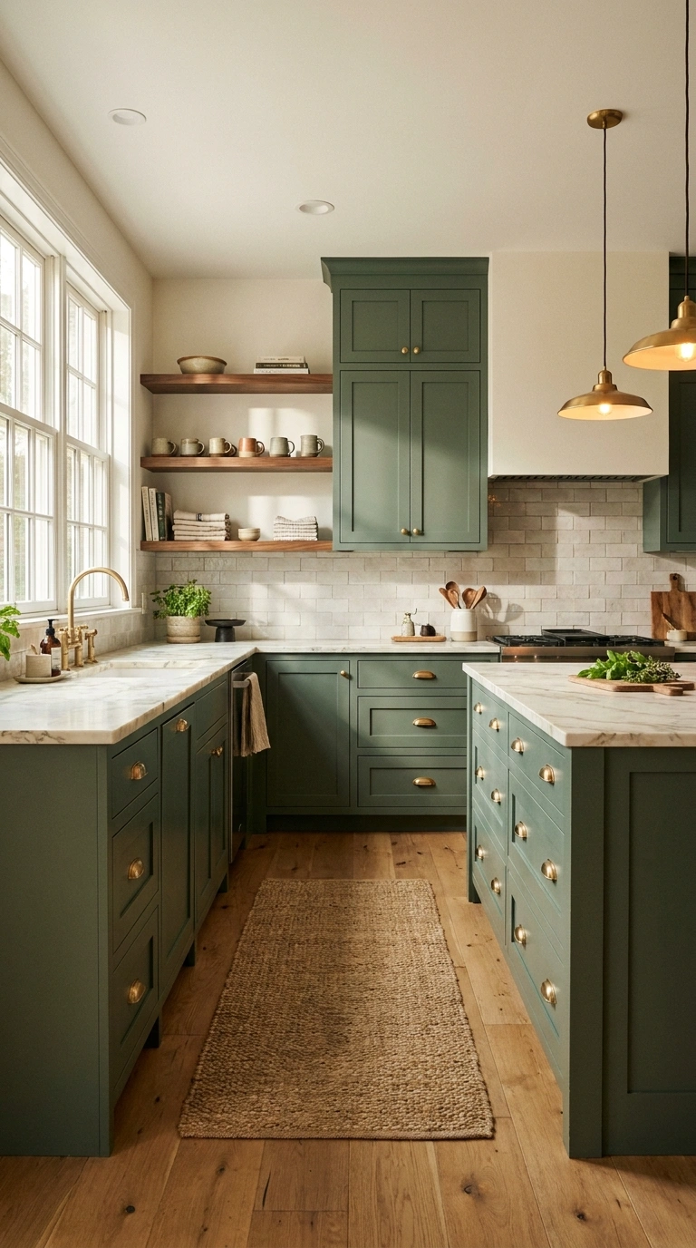 002 Deep Sage Green Kitchen Cabinets Create a high res