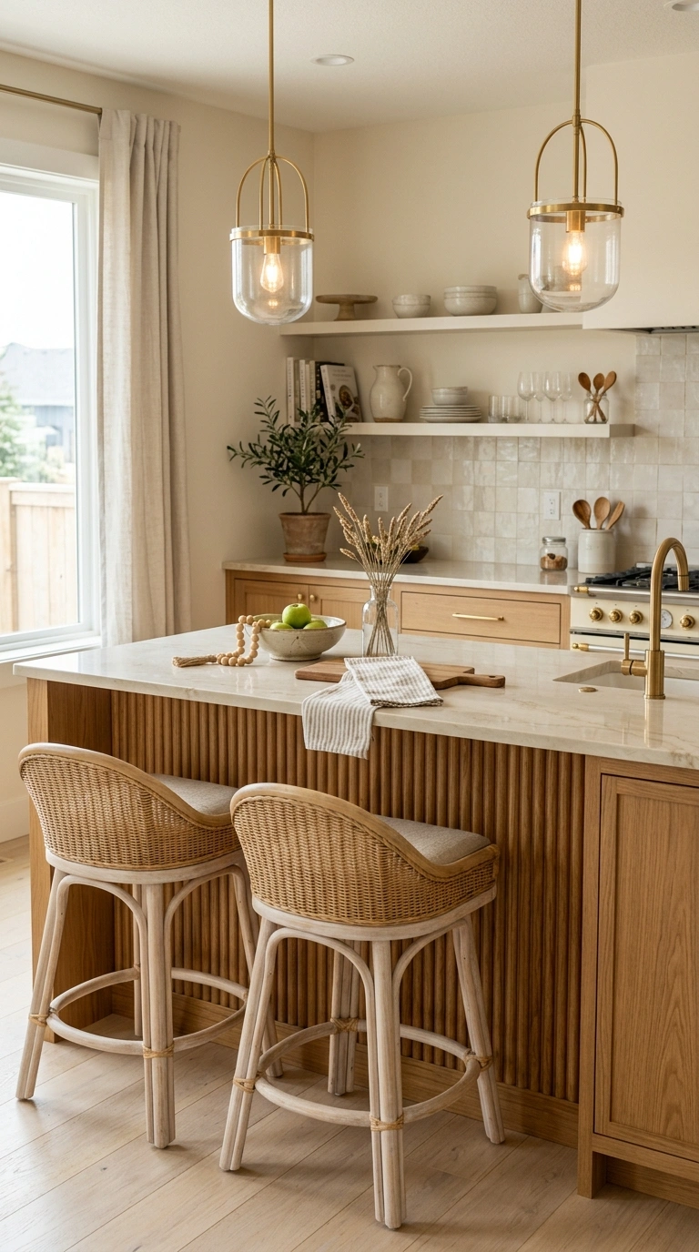 002 Fluted Wood Island With Cream Countertops Create a