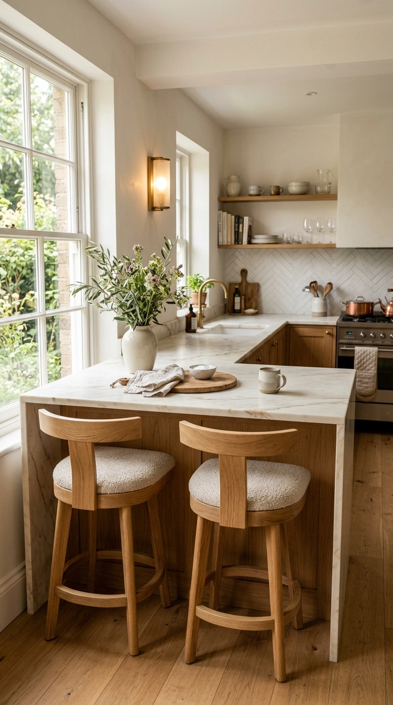 003 3 Marble Peninsula With Cozy Wood Details Create a