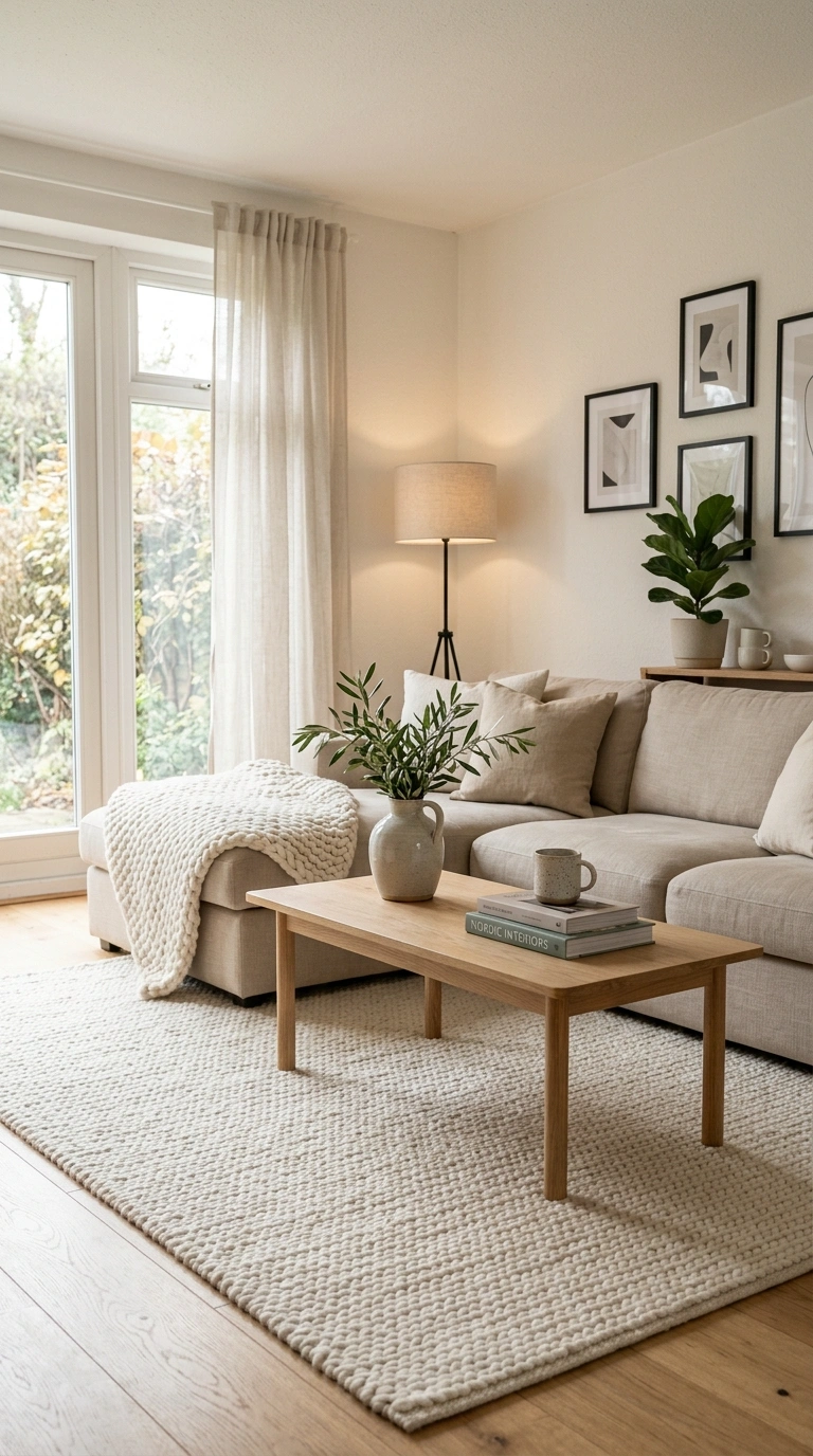 003 Minimal Scandinavian Living Room With Neutral Rug