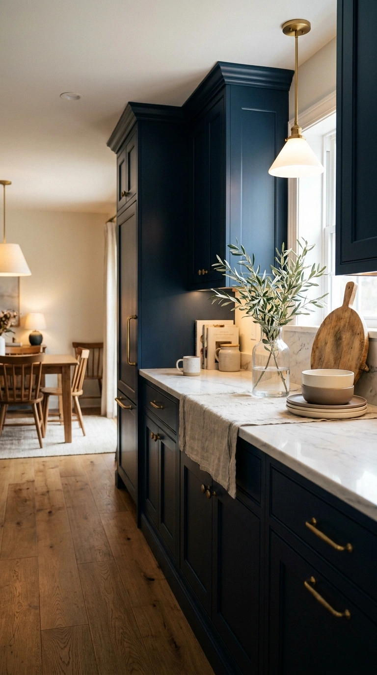003 Rich Navy Blue Kitchen Cabinets Create a high reso