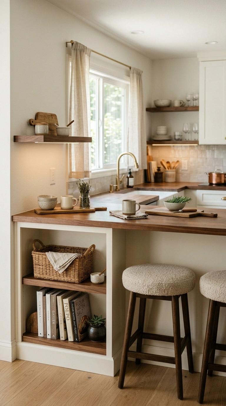 004 4 Two Tone Peninsula With Open Shelving Create a h