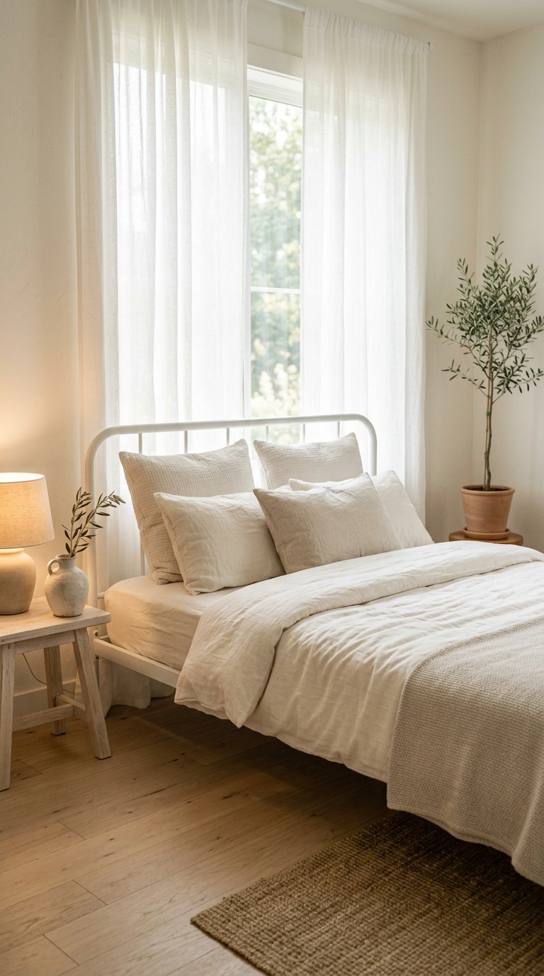 004 4 Use Sheer White Curtains For An Airy Minimal Loo