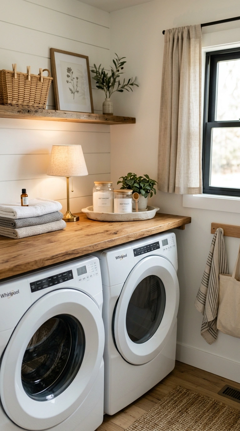 004 Budget Friendly Laundry Room With Wooden Counterto Budget laundry room wooden count… 202605212259