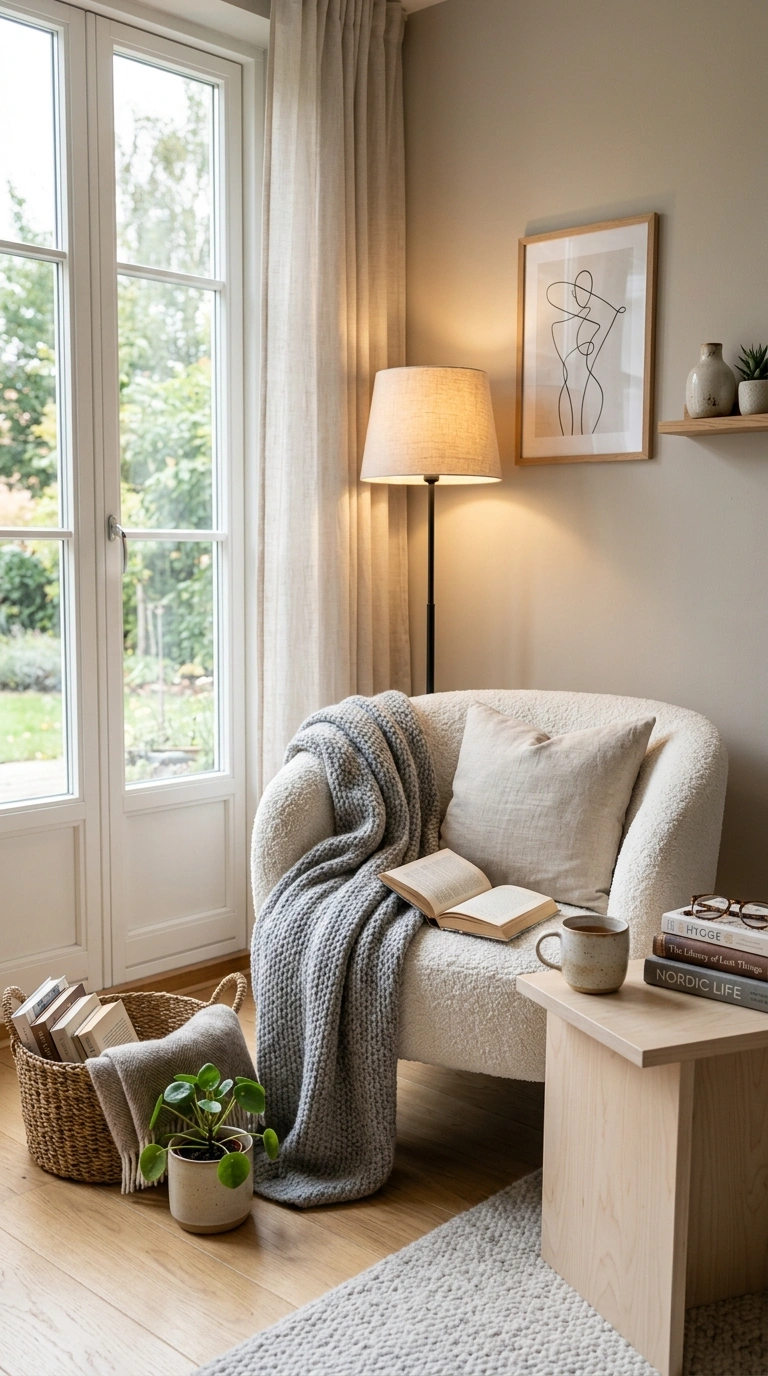 004 Cozy Scandinavian Reading Corner Prompt Create a h
