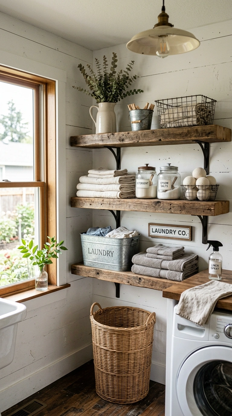 004 Rustic Farmhouse Laundry Shelves Create a high res