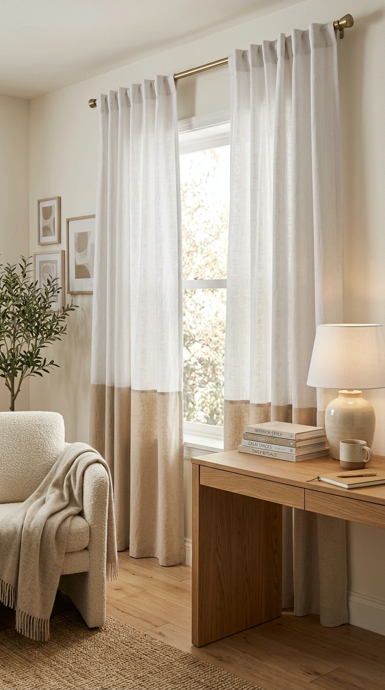 005 Dual Tone Curtains With Soft Neutral Contrast Crea