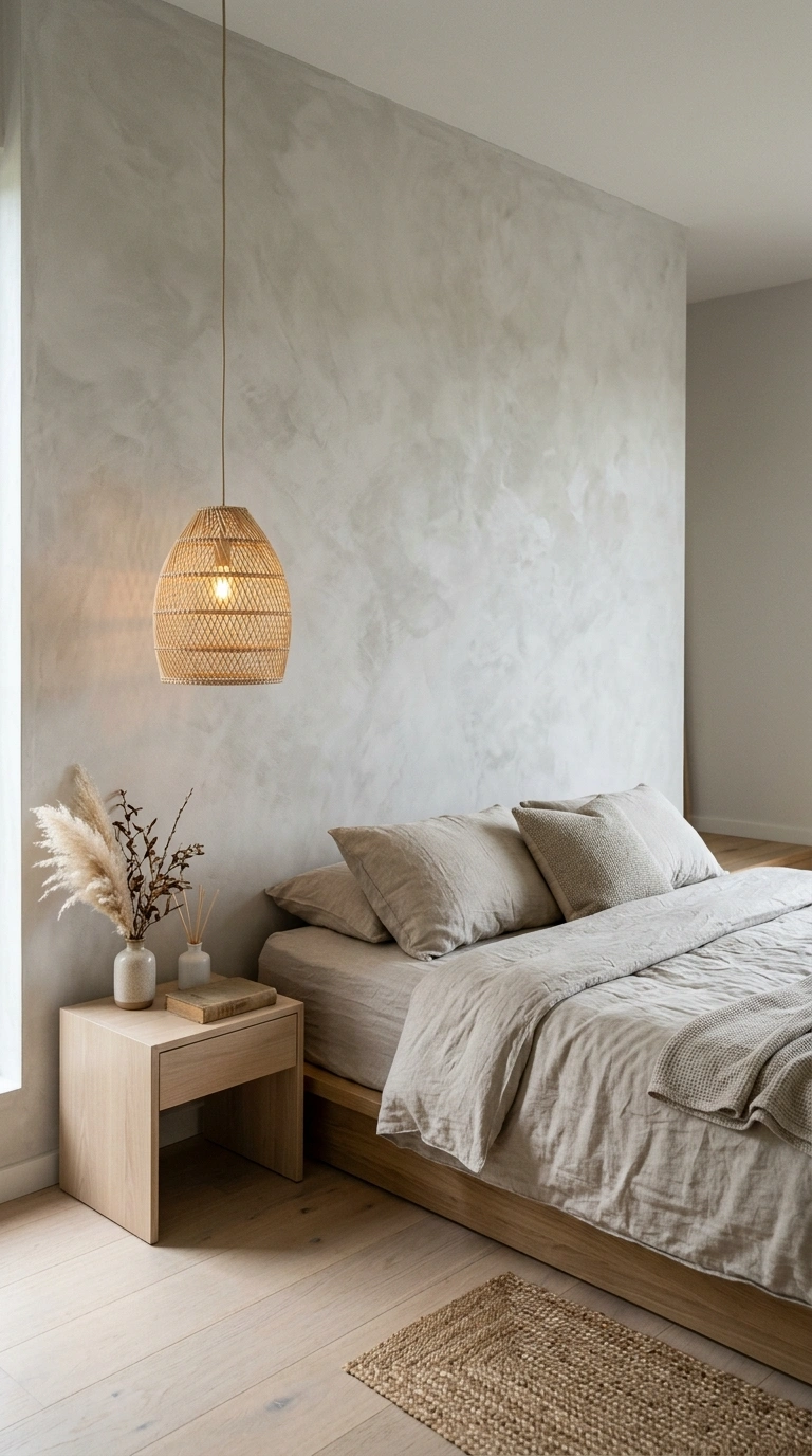005 Image 5 A calm bedroom with a limewash accent wall