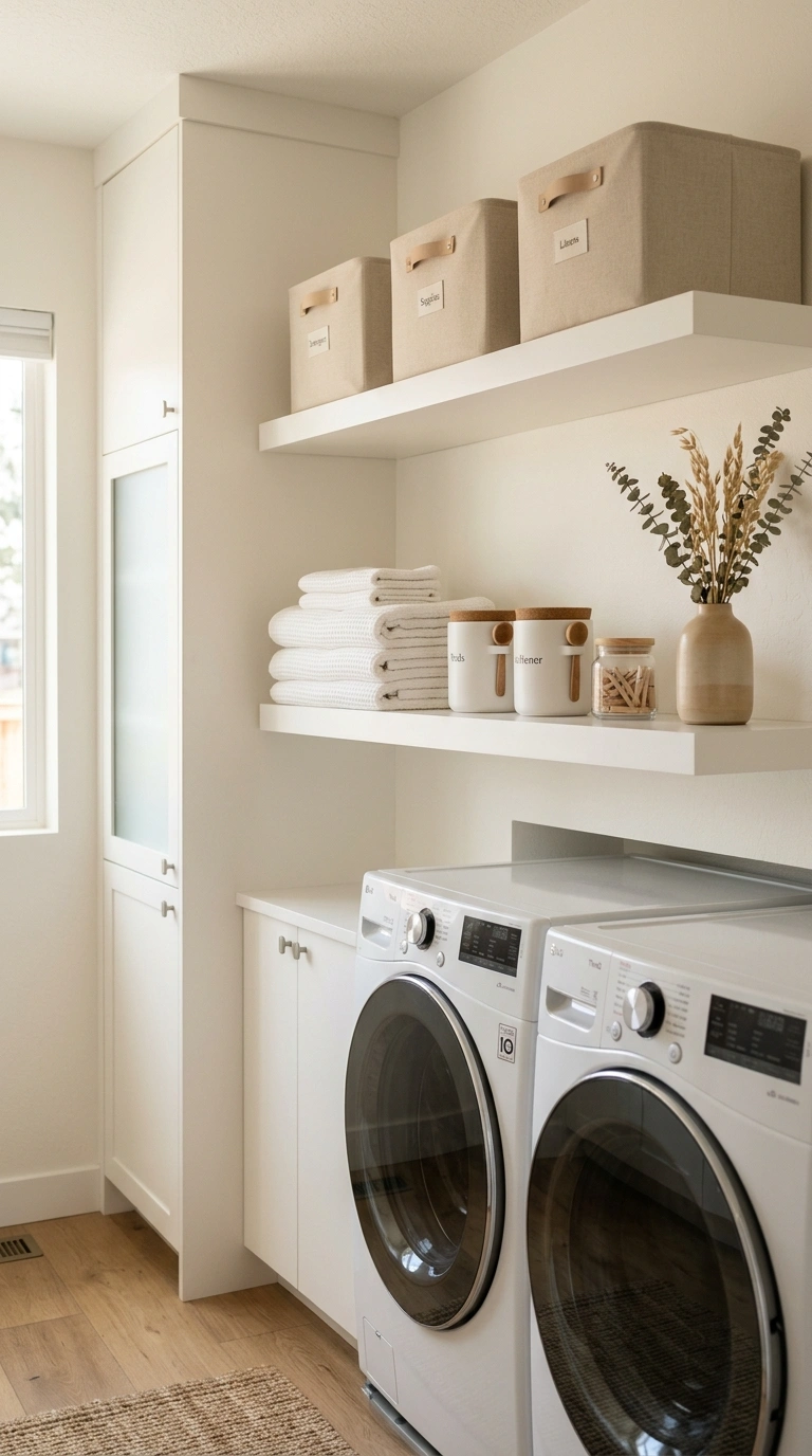 005 Minimalist White Shelves With Hidden Storage Creat