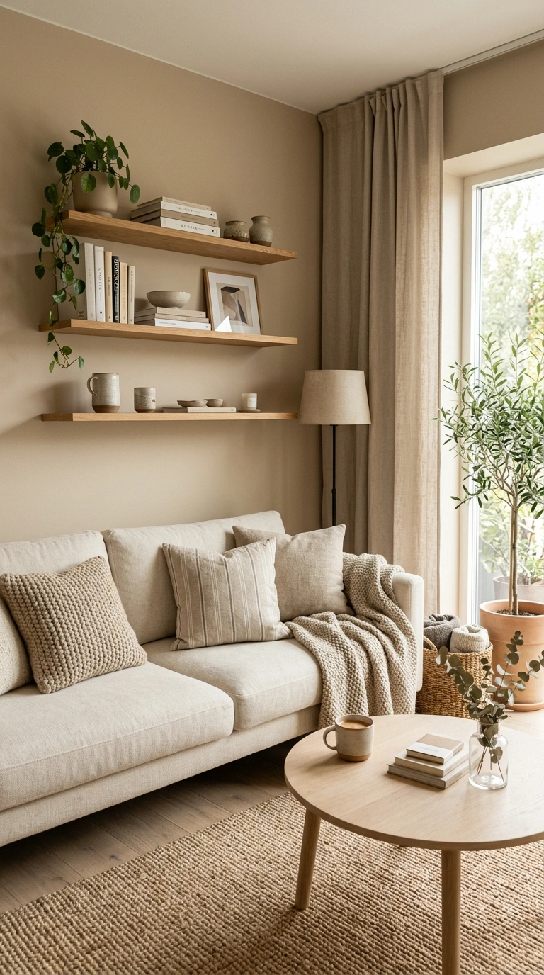 005 Scandinavian Living Room With Beige Walls Prompt C