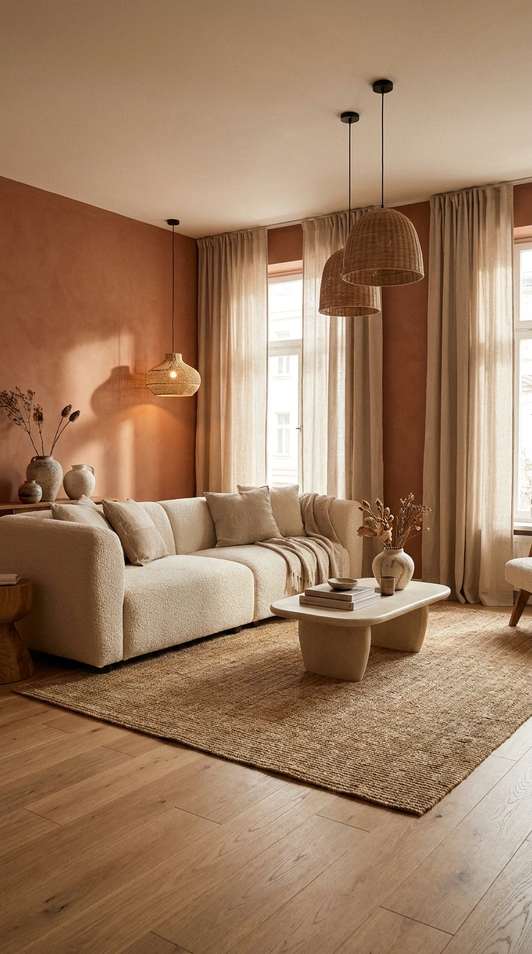 005 Terracotta Earthy Living Room Walls Create a high