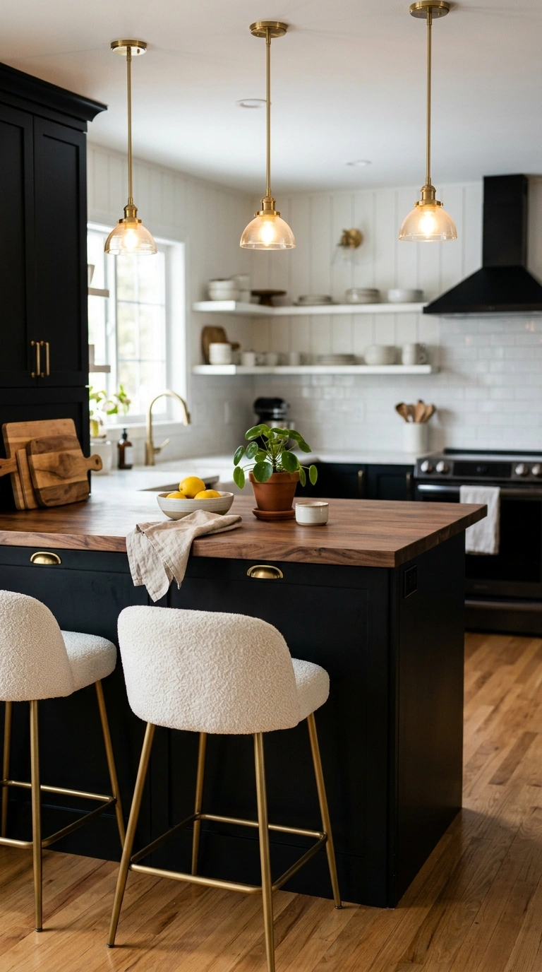006 6 Black Peninsula With Walnut Countertops Create a