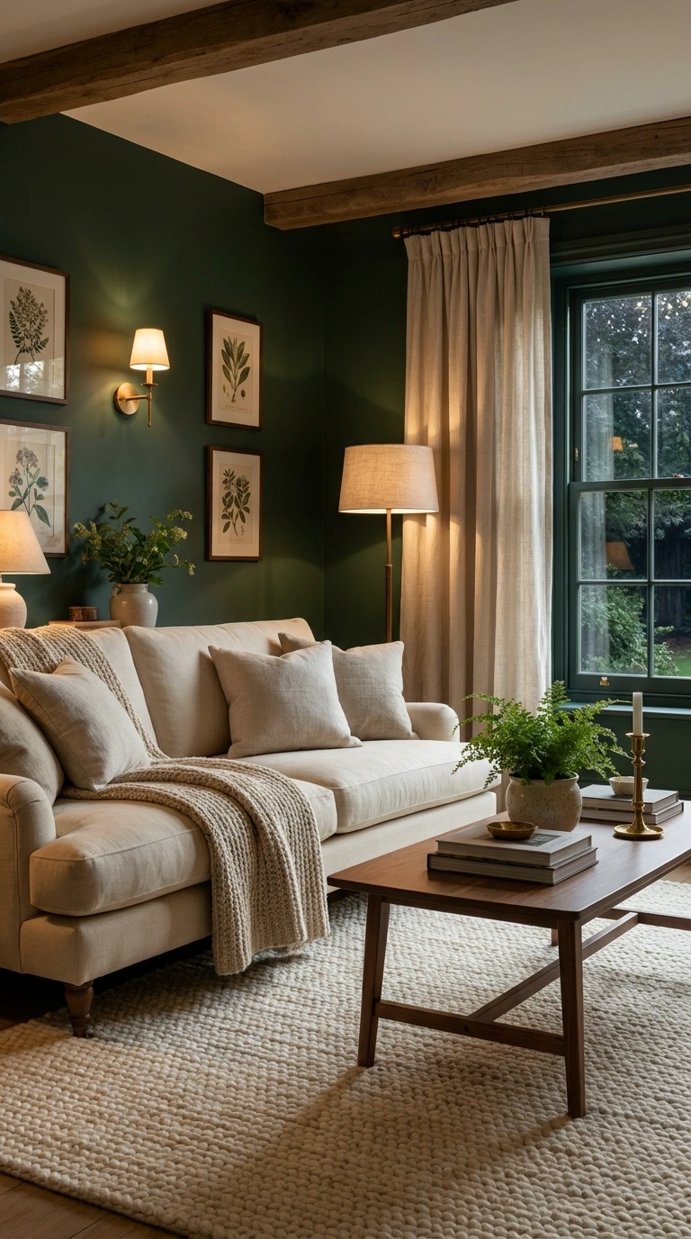 006 Deep Forest Green Cozy Living Room Create a high r