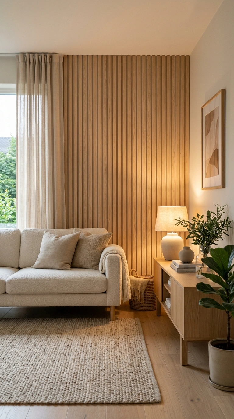 007 Scandinavian Living Room With Slatted Wood Details