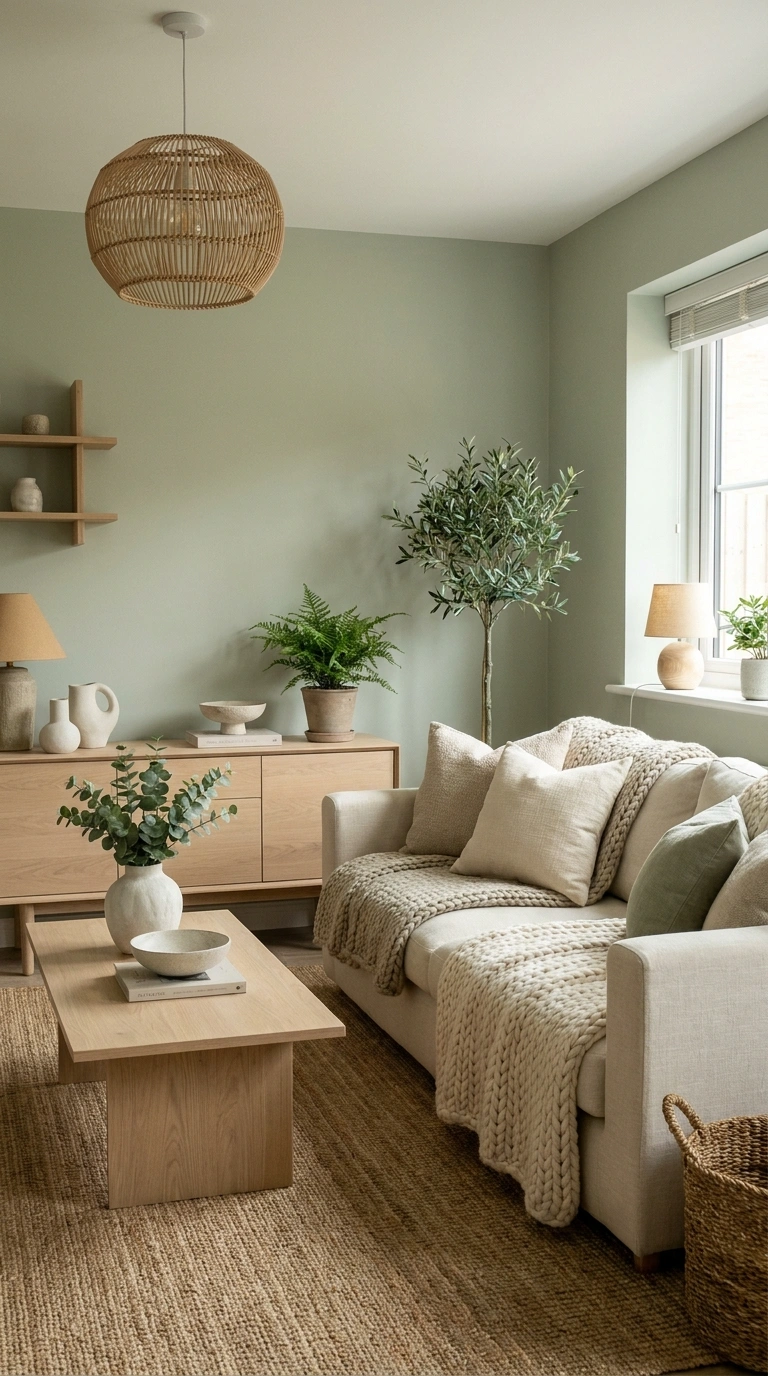 008 Sage Green Organic Modern Living Room Create a hig