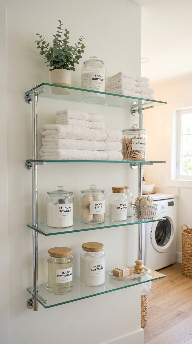 009 Glass Shelves With Bright Airy Styling Create a hi