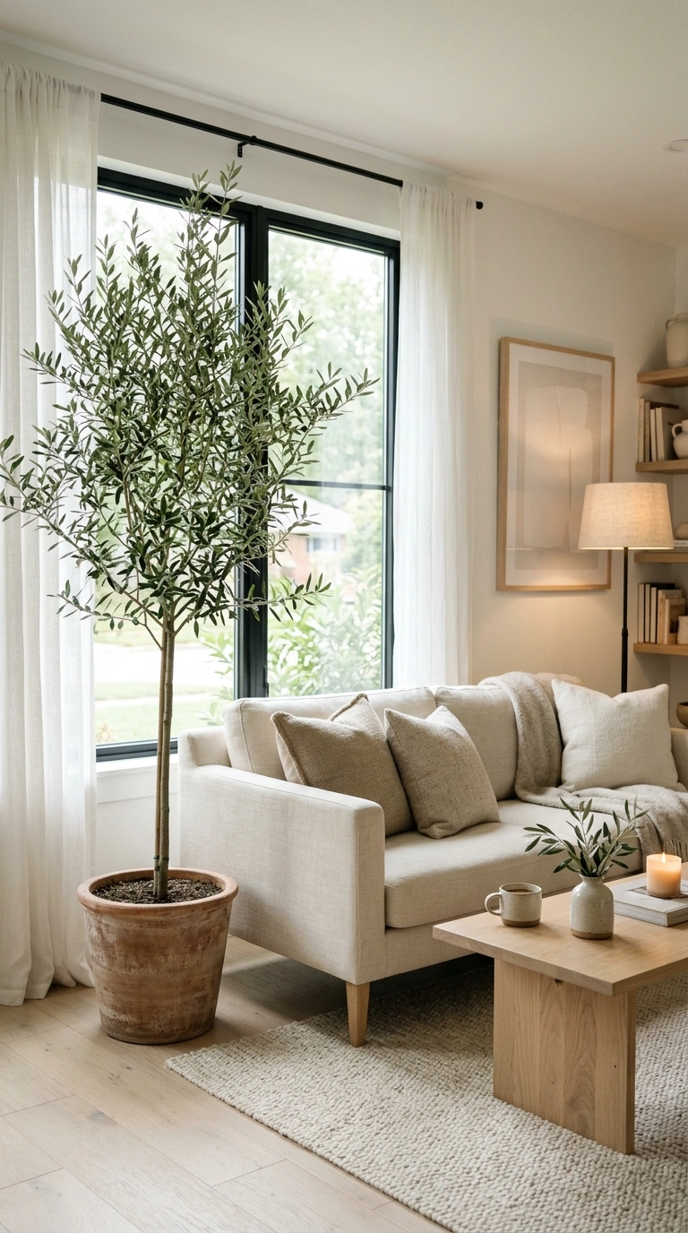 009 Scandinavian Living Room With Indoor Olive Tree Pr