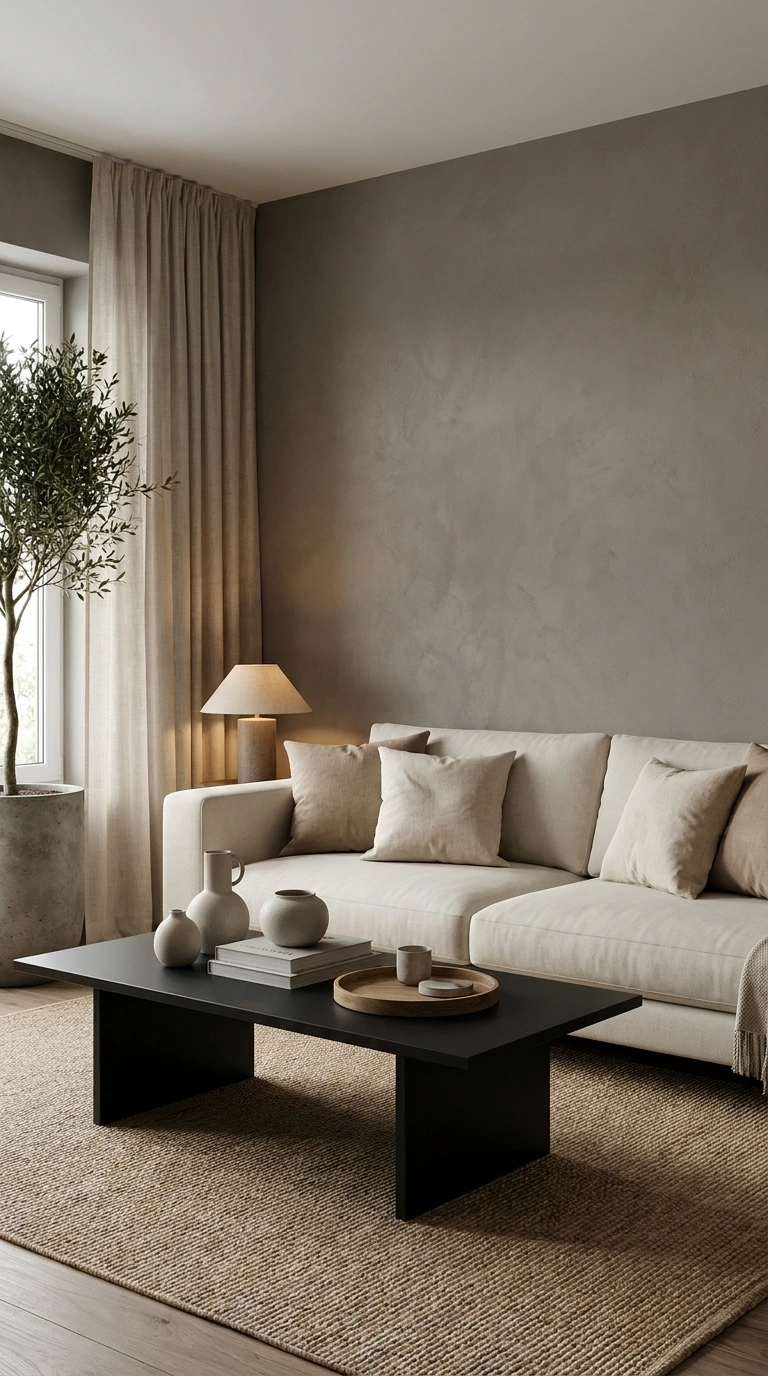 009 Smoky Taupe Living Room with Black Accents Create