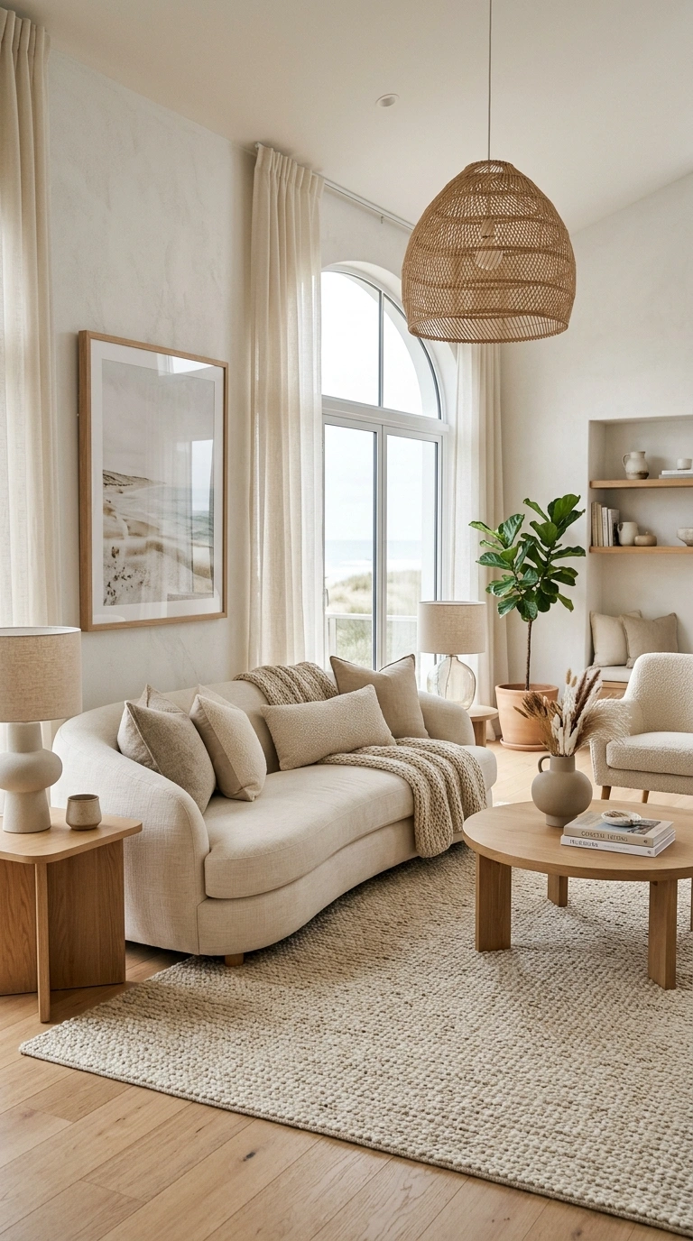 010 Elegant Coastal Living Room With Light Oak and Cre Elegant Coastal Living Room With 202605202307