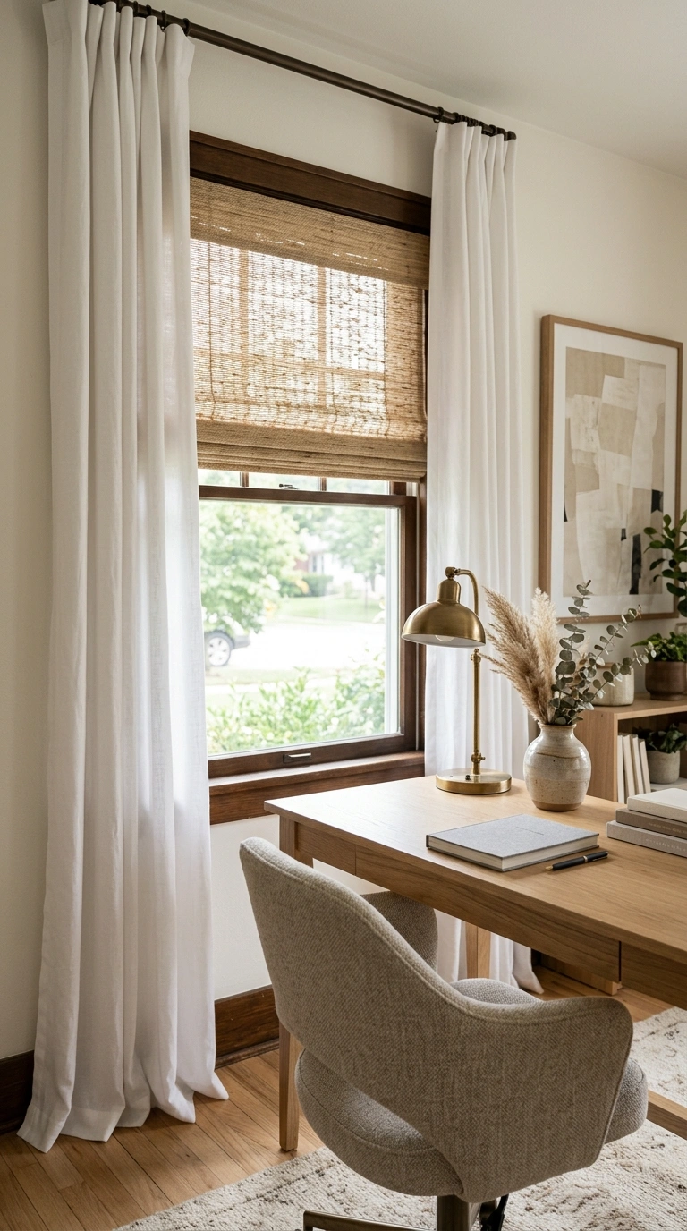 010 Roman Shades With Flowing Side Curtain Panels Crea