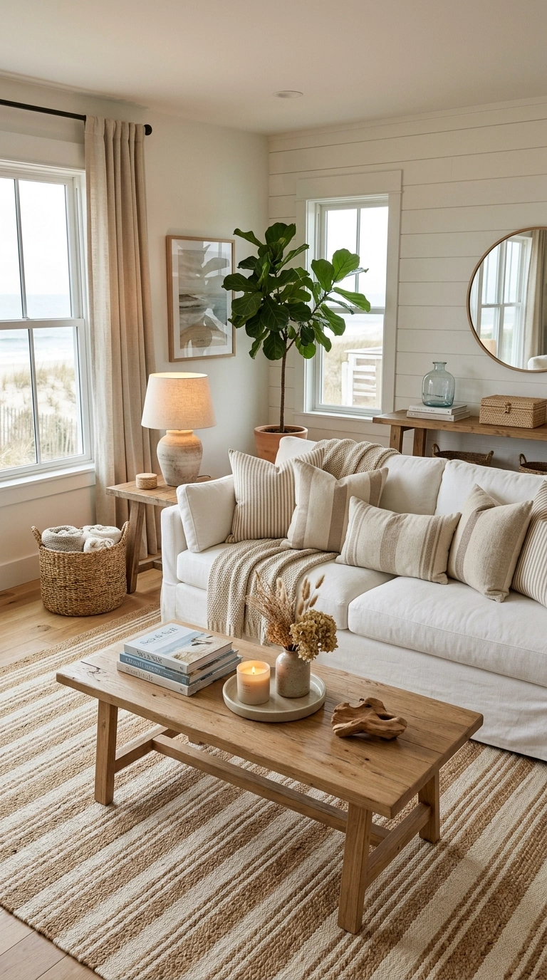 011 Coastal Living Room With Layered Neutral Stripes C Coastal living room with stripes 202605202308