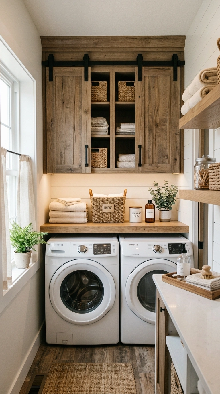 011 Modern Farmhouse Laundry Room With Sliding Barn Ca Farmhouse laundry room barn doors 202605212305