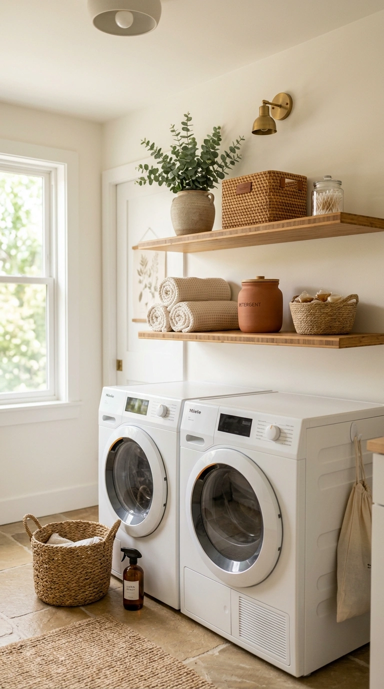 011 Natural Bamboo Shelves With Earthy Decor Create a