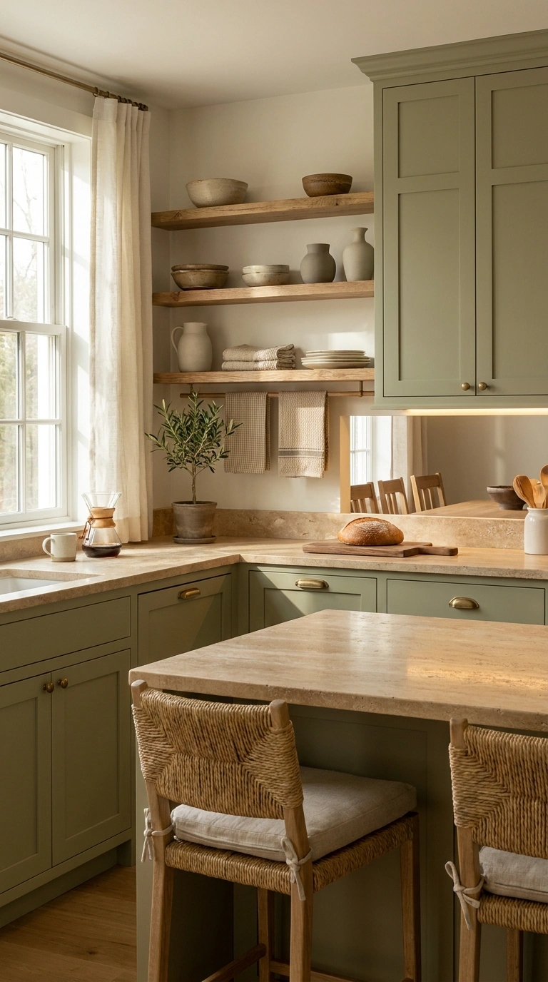 011 Soft Olive Green Kitchen Cabinets Create a high re