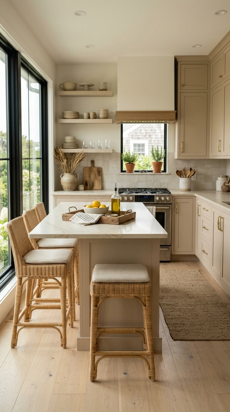 011 Warm Beige Cabinets With Coastal Brass Details Cre