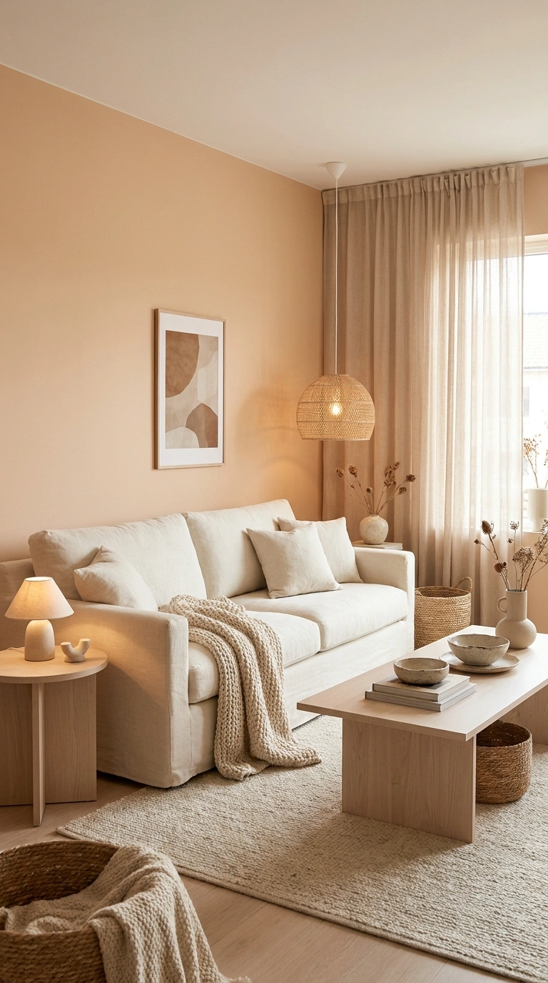 012 Soft Desert Peach Modern Living Room Create a high