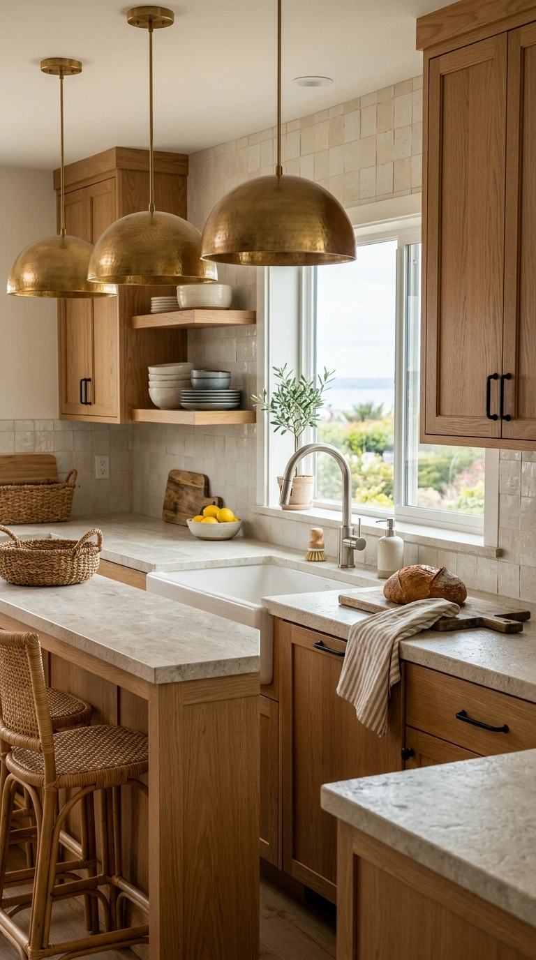 013 Mixed Metal Coastal Kitchen Styling Create a high