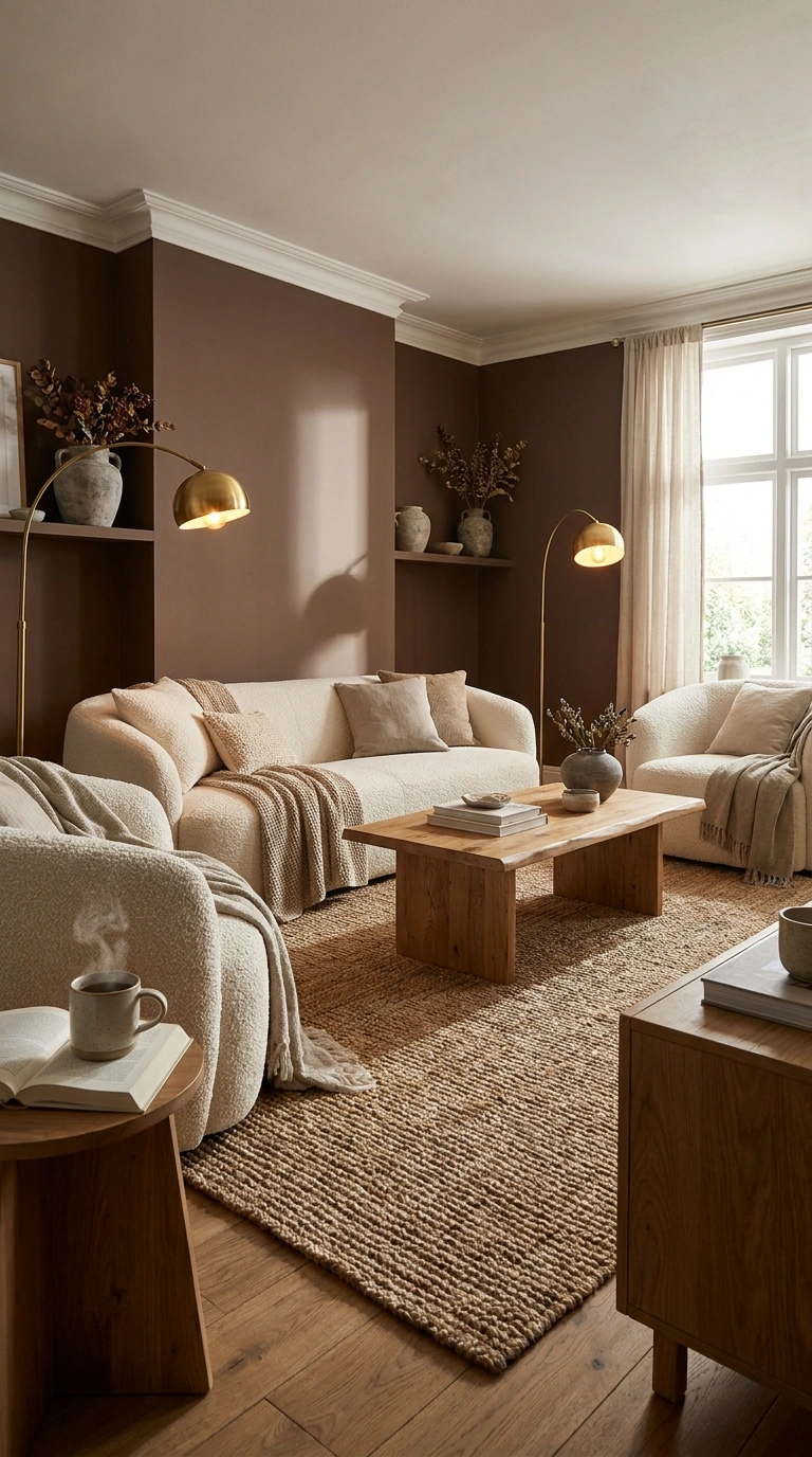 013 Rich Cocoa Brown Cozy Living Room Create a high re