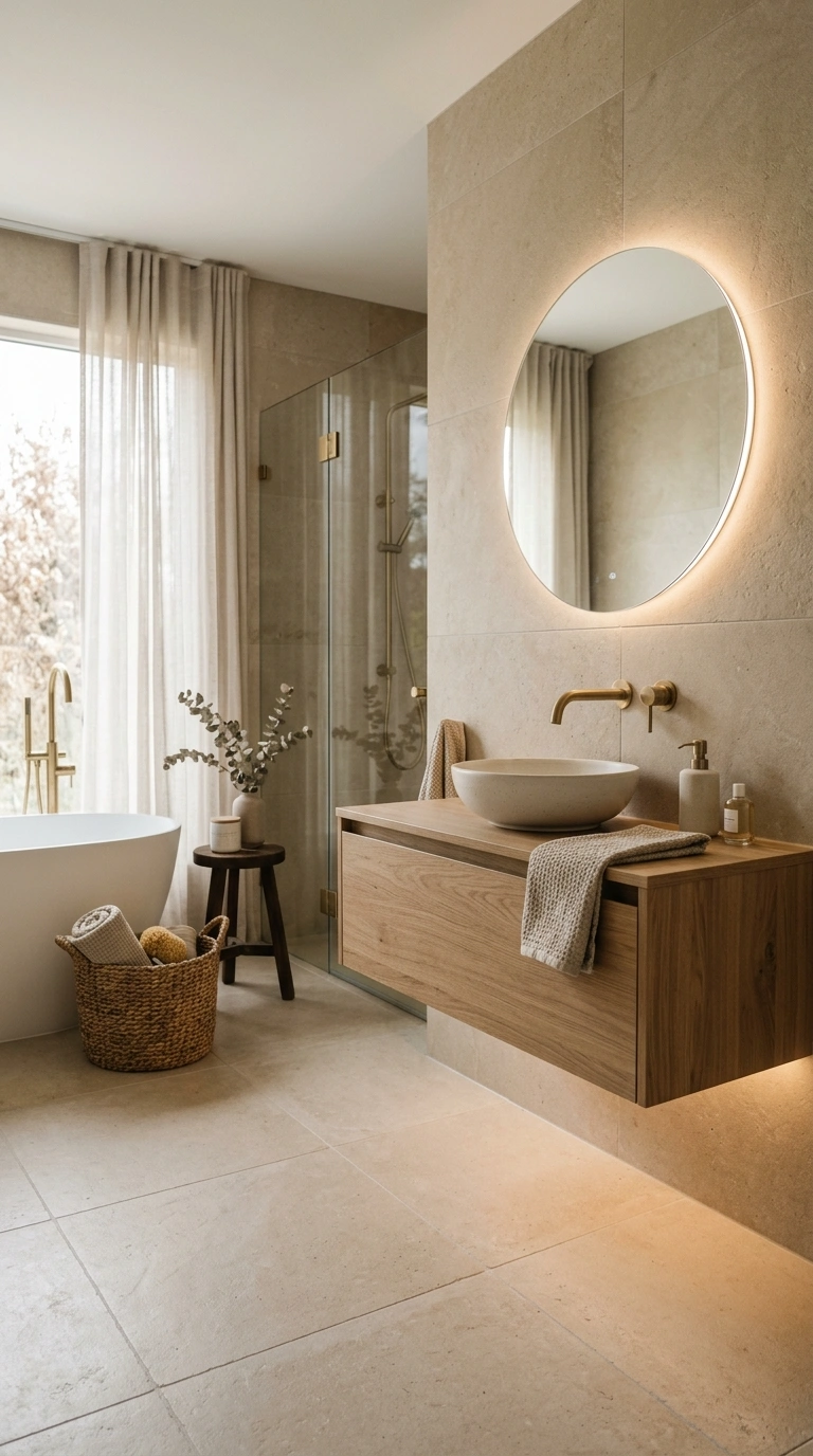 014 Sand Colored Tile Spa Bathroom Retreat Create a hi
