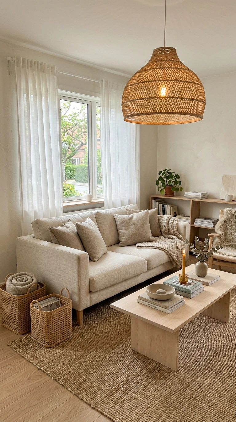 014 Scandinavian Living Room With Woven Accents Prompt
