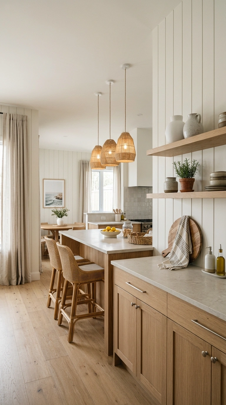 014 Vertical Shiplap Coastal Kitchen Walls Create a hi