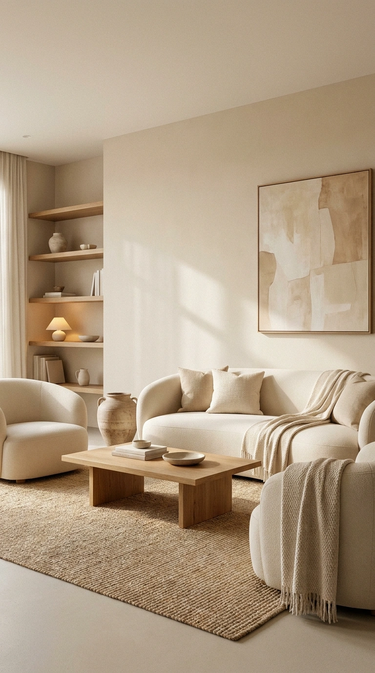 015 Pale Sand Minimalist Living Room Create a high res