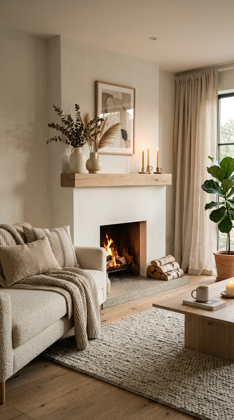015 Scandinavian Living Room With Minimal Fireplace Pr