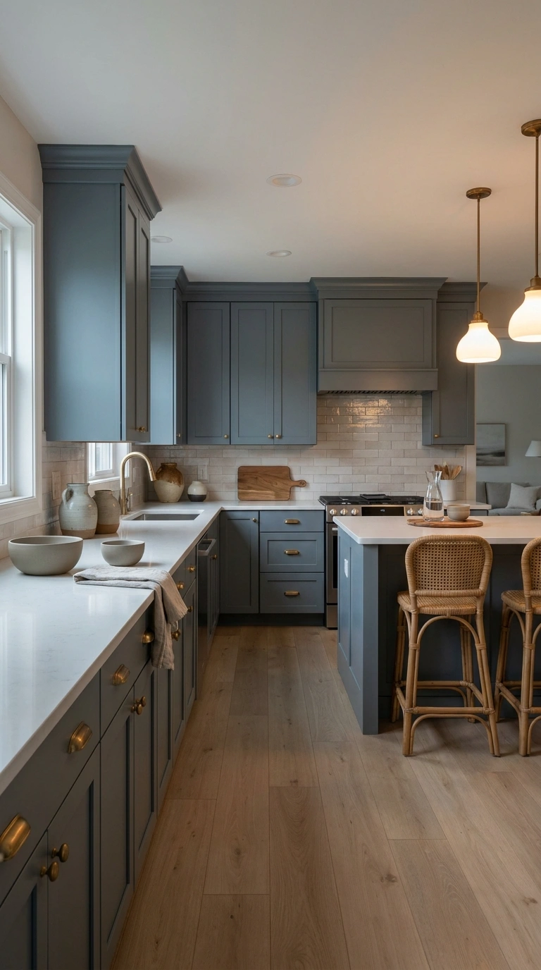 015 Smoky Blue Gray Kitchen Cabinets Create a high res