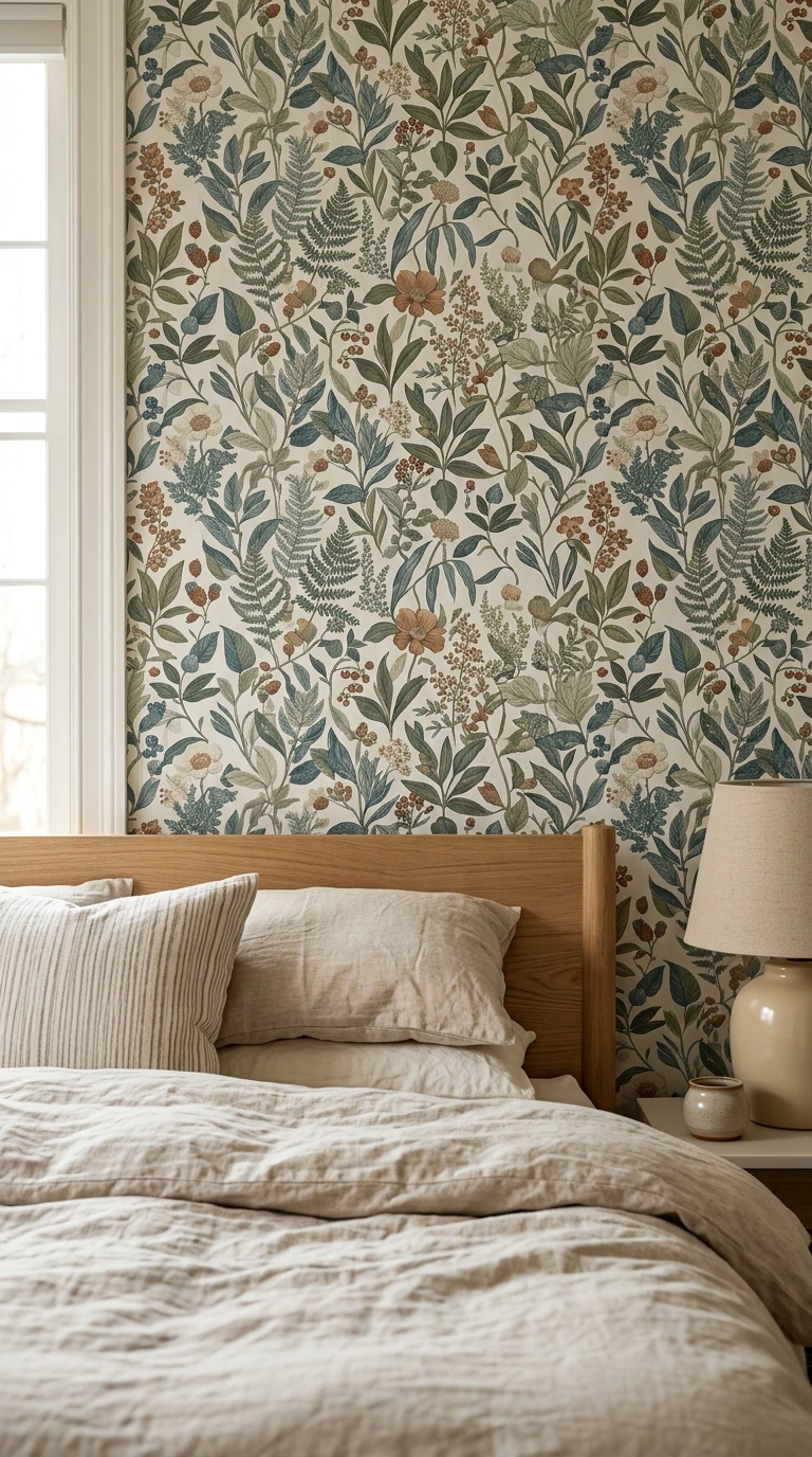 016 A close view of a well hung botanical wallpaper wa