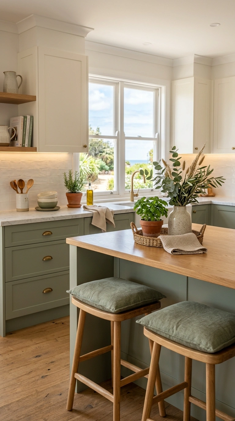 016 Soft Green Coastal Kitchen Accents Create a high r