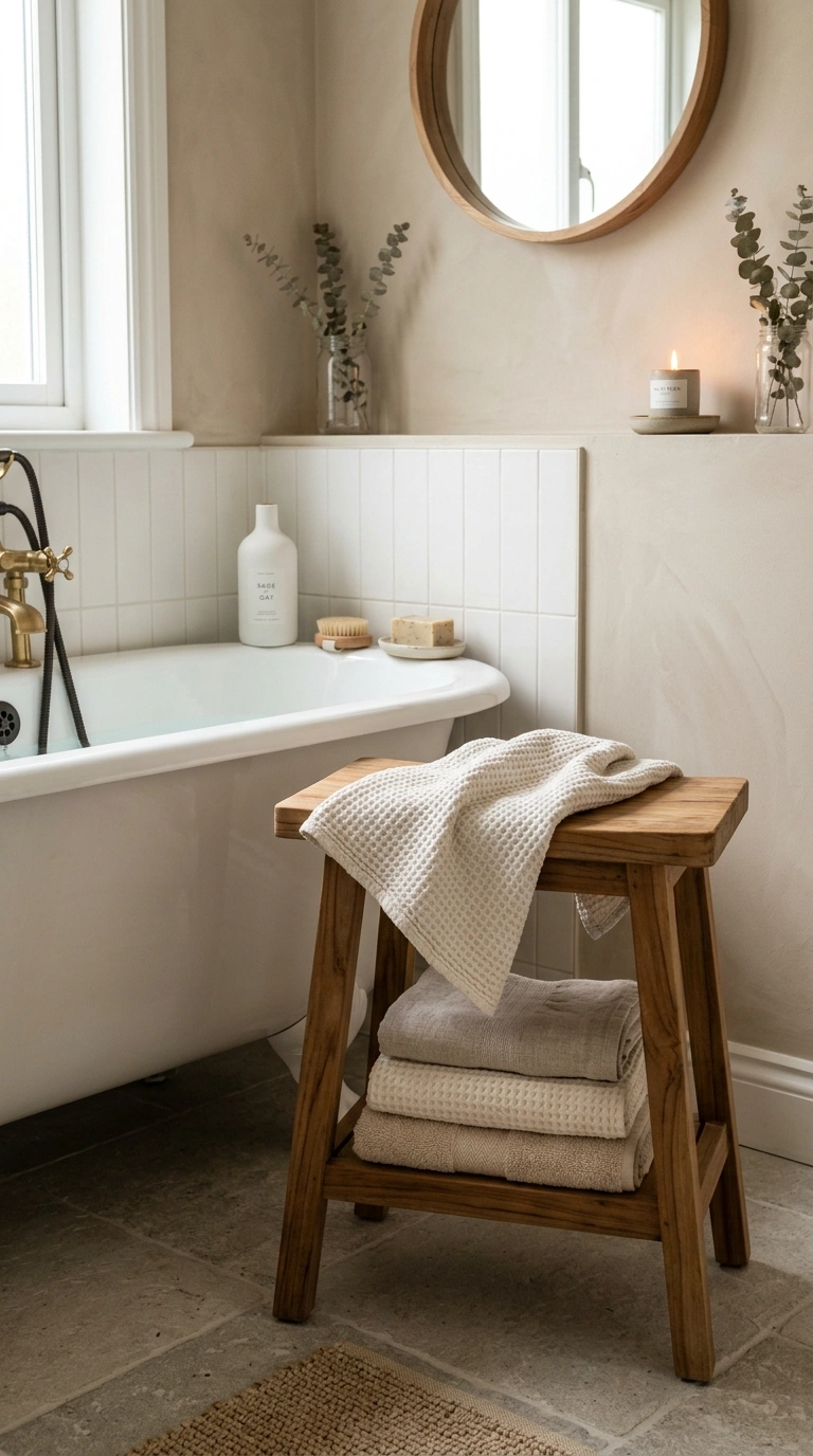 016 Wooden Stool Towel Styling Create a high resolutio