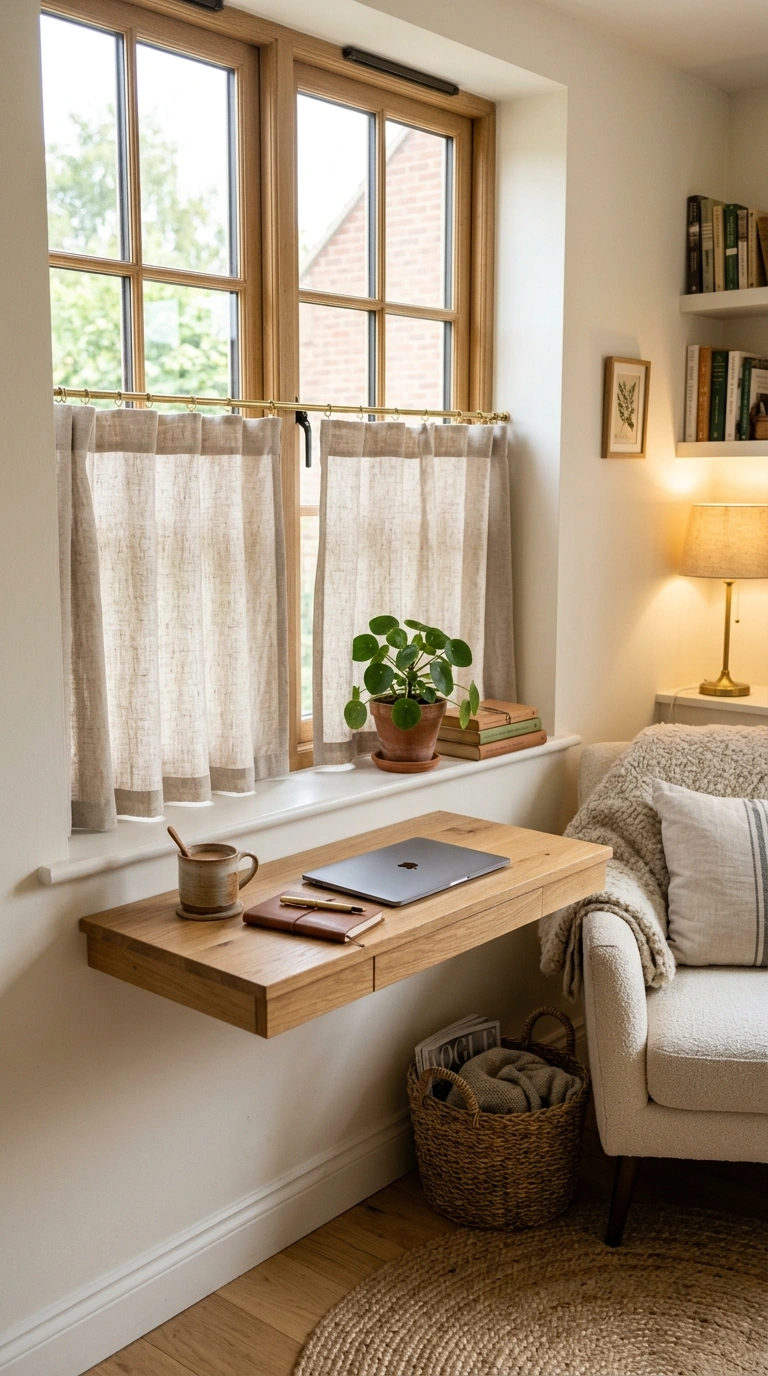 017 Cafe Curtains In A Small Cozy Office Nook Create a