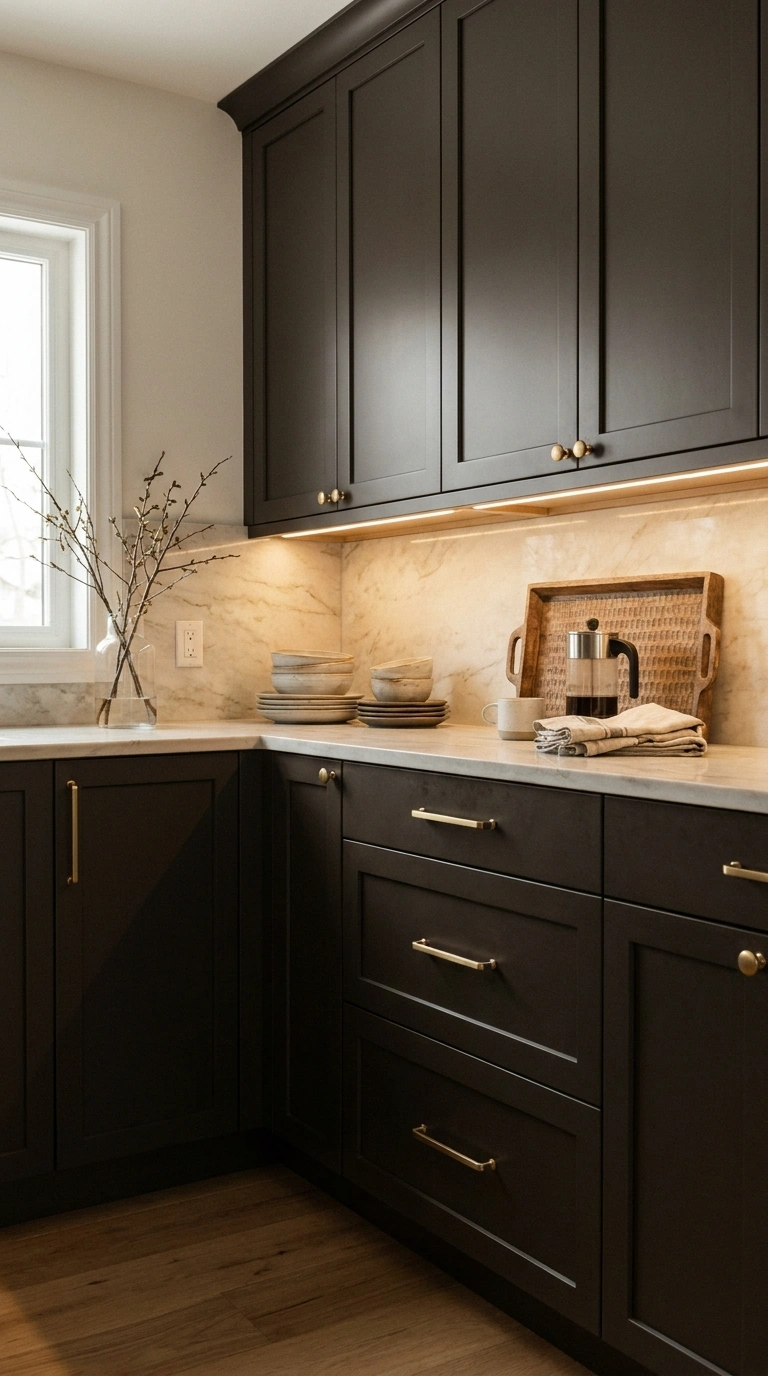 017 Soft Black Brown Kitchen Cabinets Create a high re