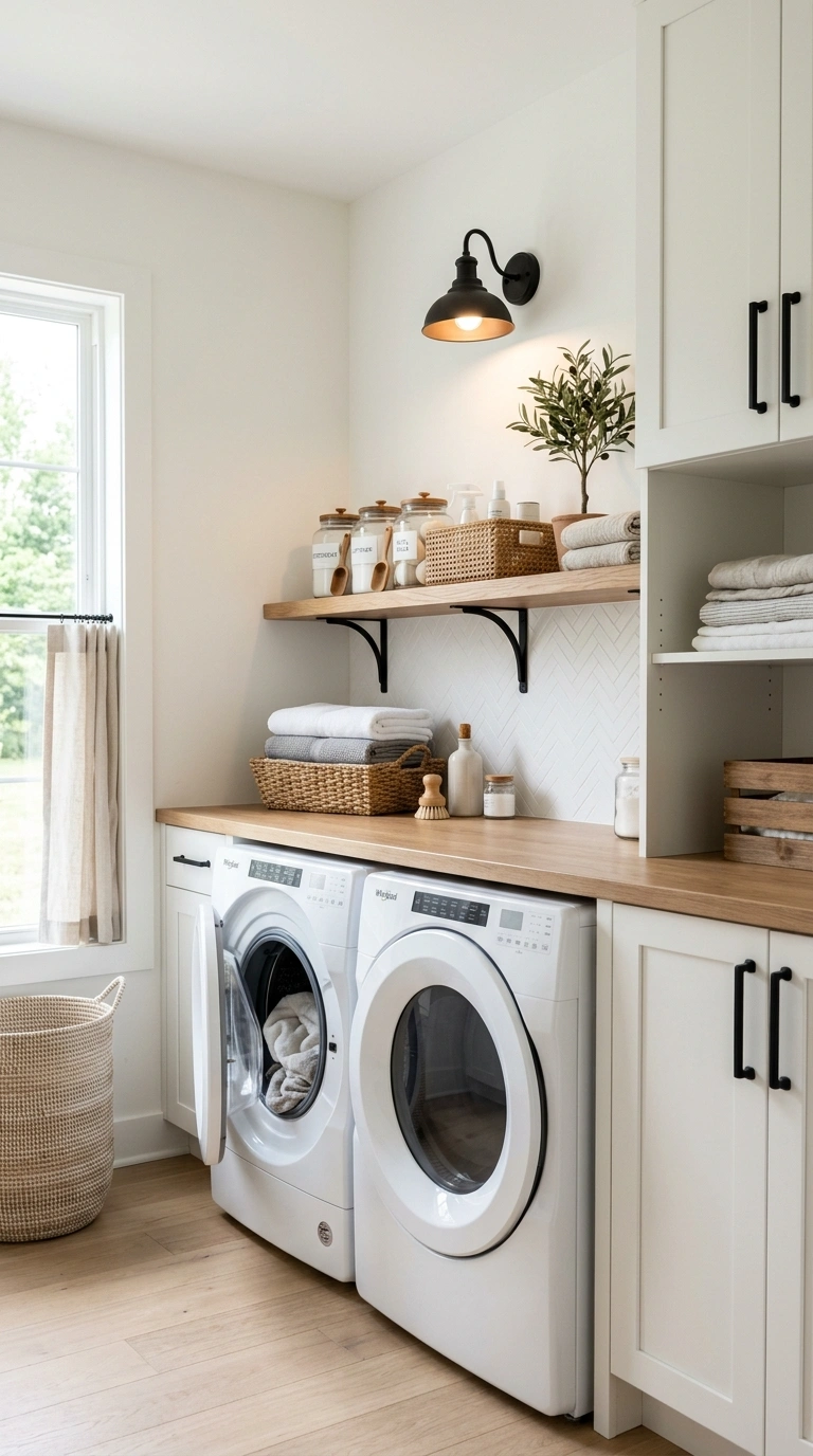 018 Bright Laundry Room With Matte Black Hardware Crea Bright Laundry Room With Matte 202605212310
