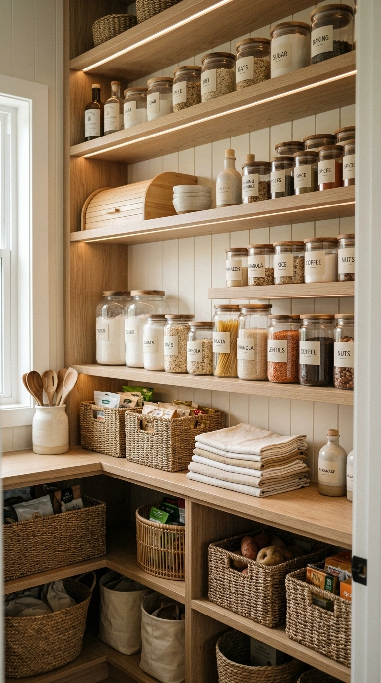 018 Glass Pantry Storage In A Coastal Kitchen Create a