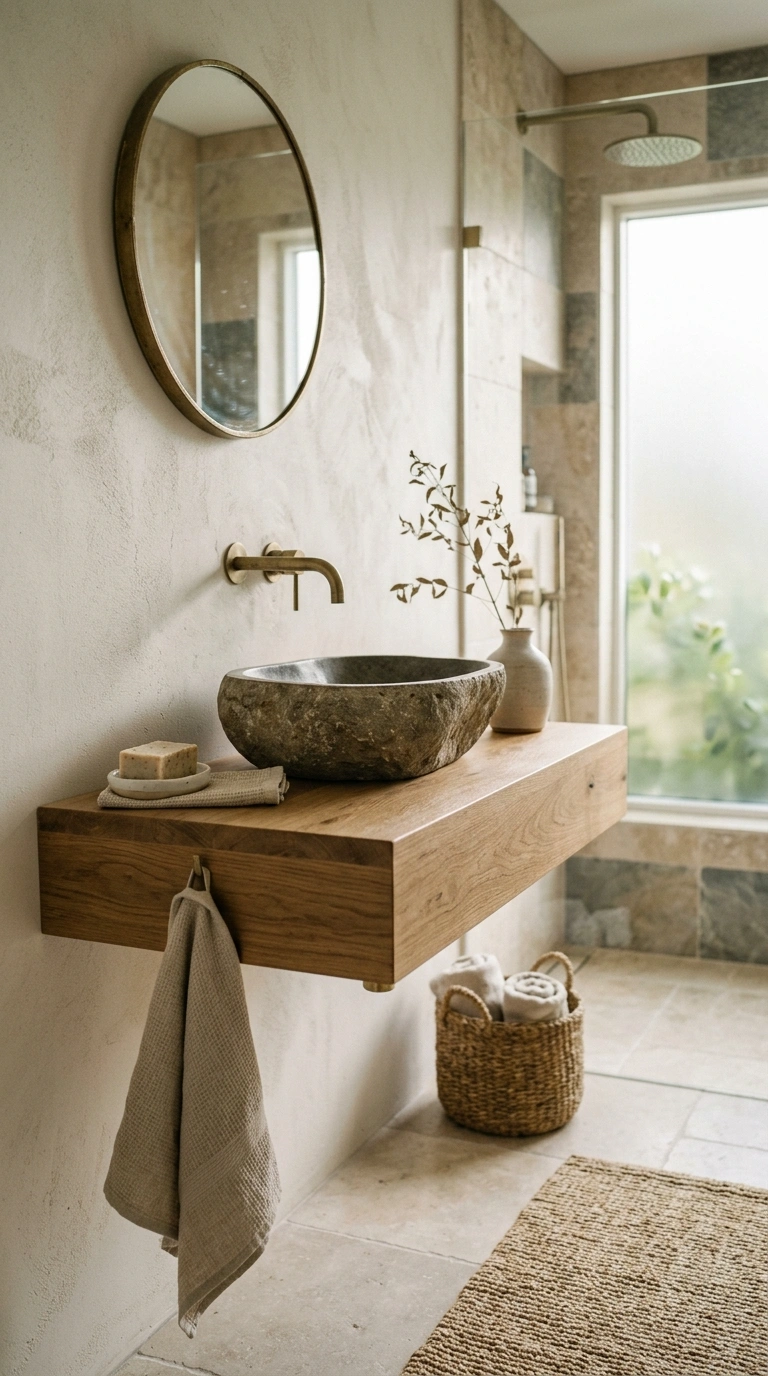 018 Organic Stone Sink Minimal Bathroom Design Create